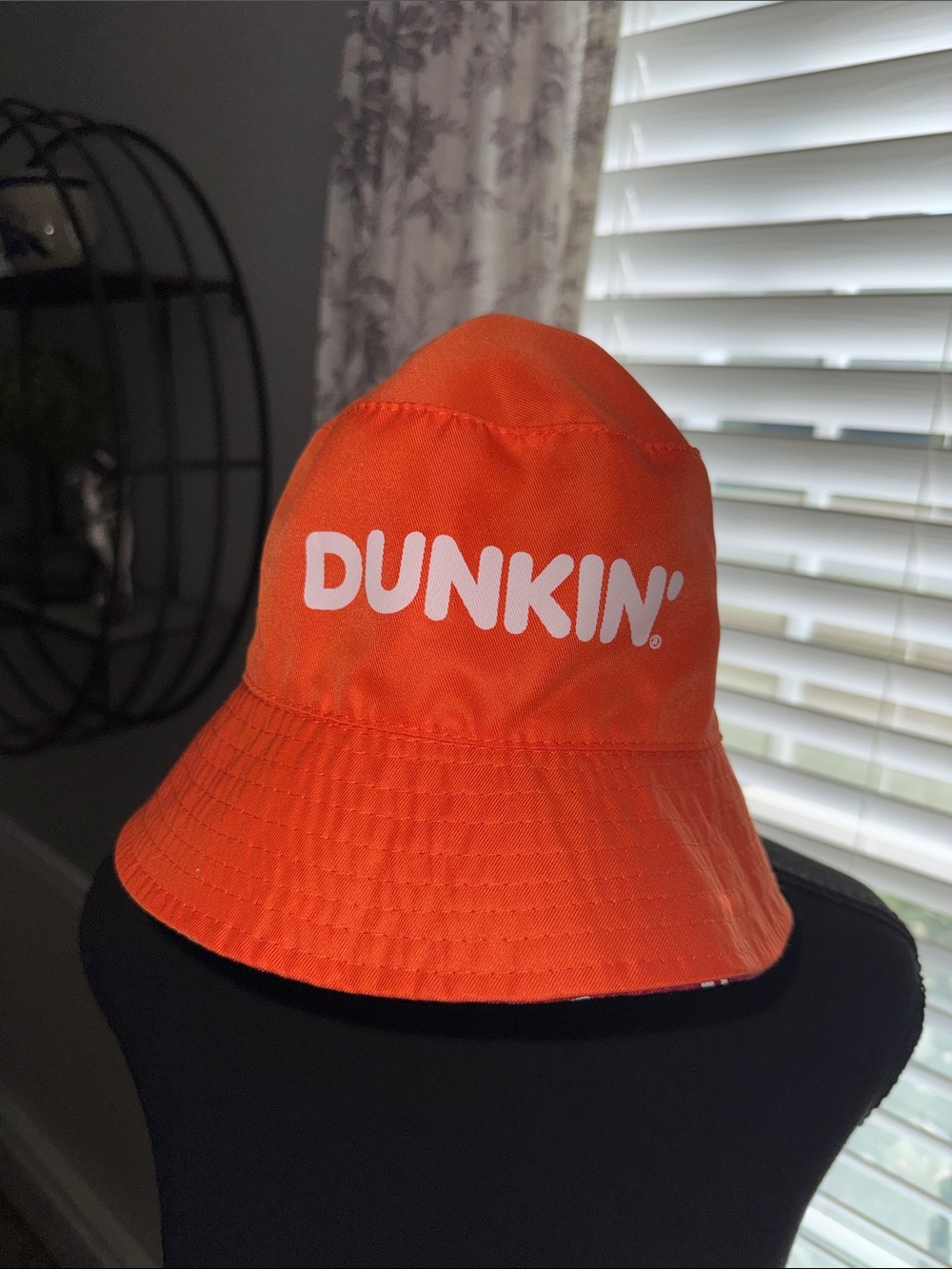 Reversible Dunkin Donuts Bucket Sun Hat Men Women Beach Coffee
